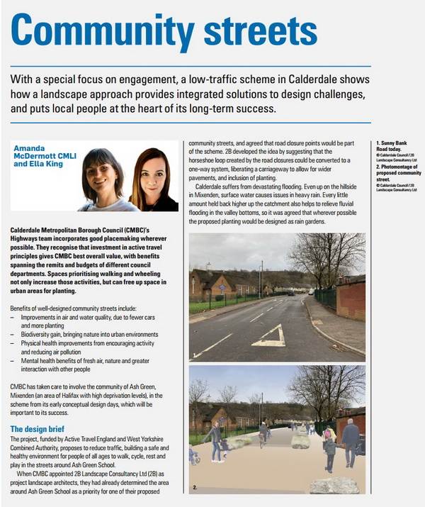 Journal article entitled 'Community Streets' - page 1