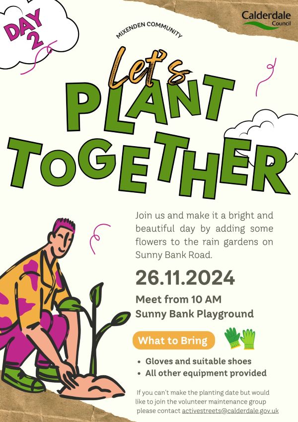 Flyer with details of planting session 26/11/24, Ash Green School, Mixenden